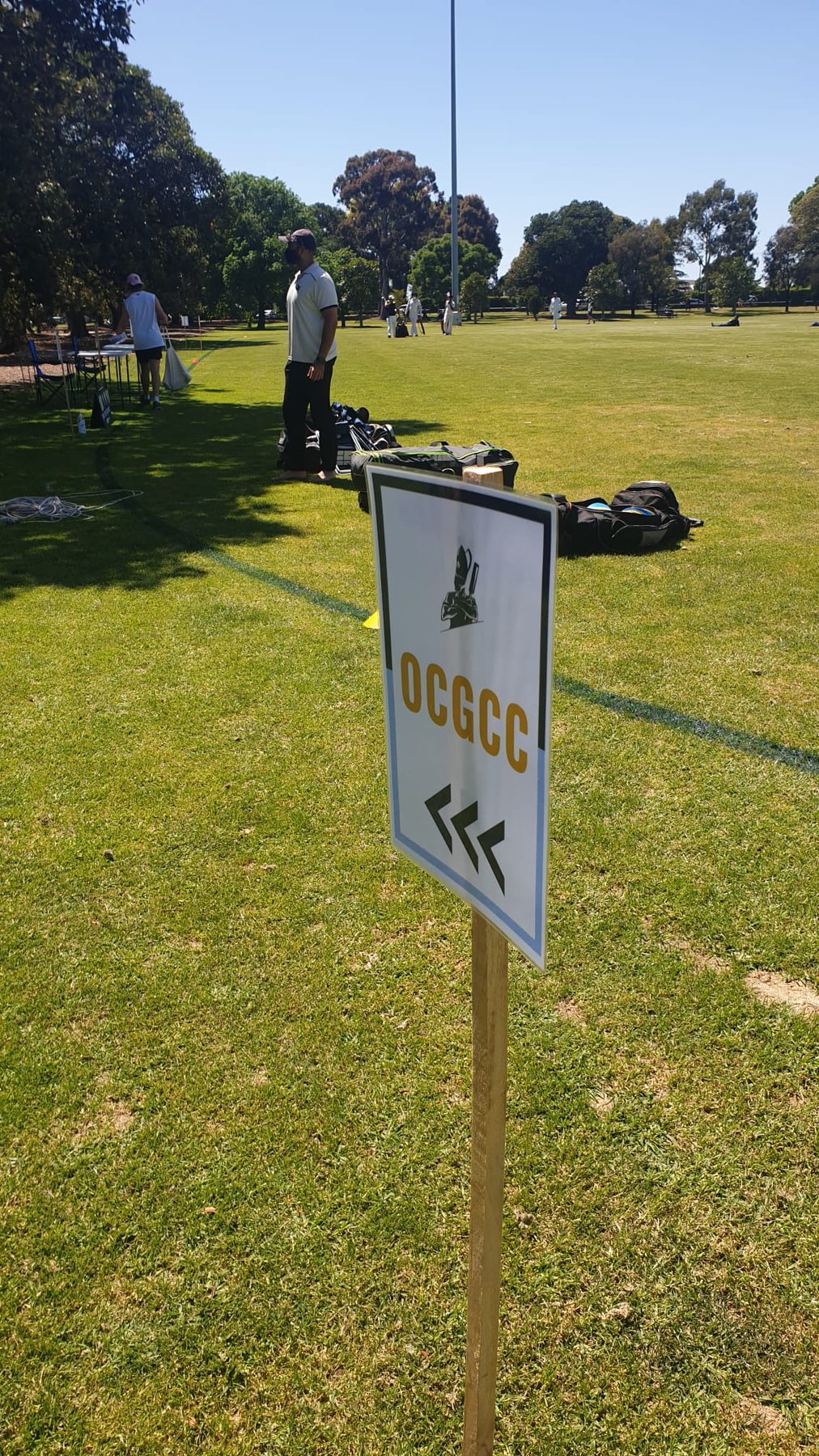 The club sign, ground-side